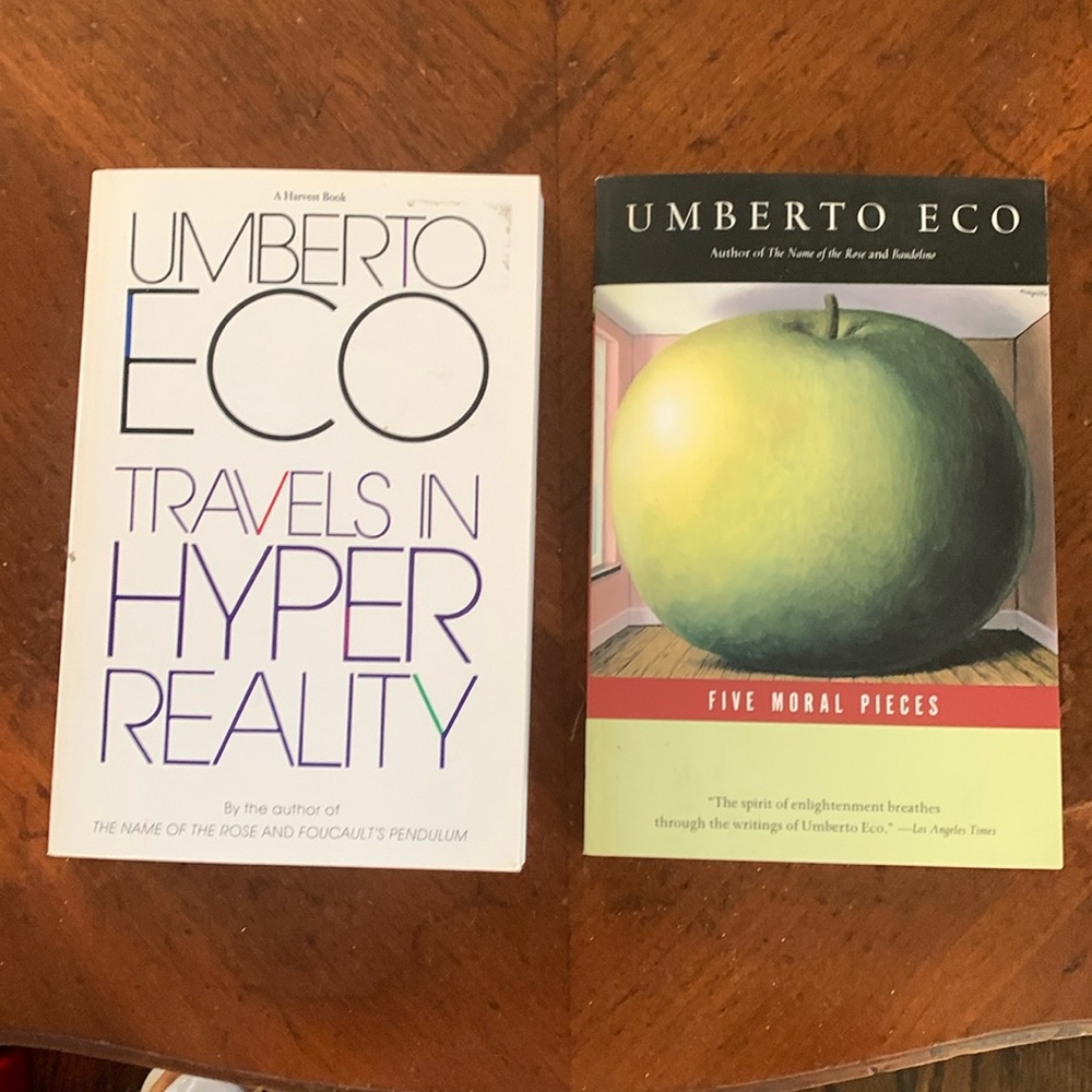 Umberto Eco Paperback Books Travels in Hyper Reality and Five Moral Pieces